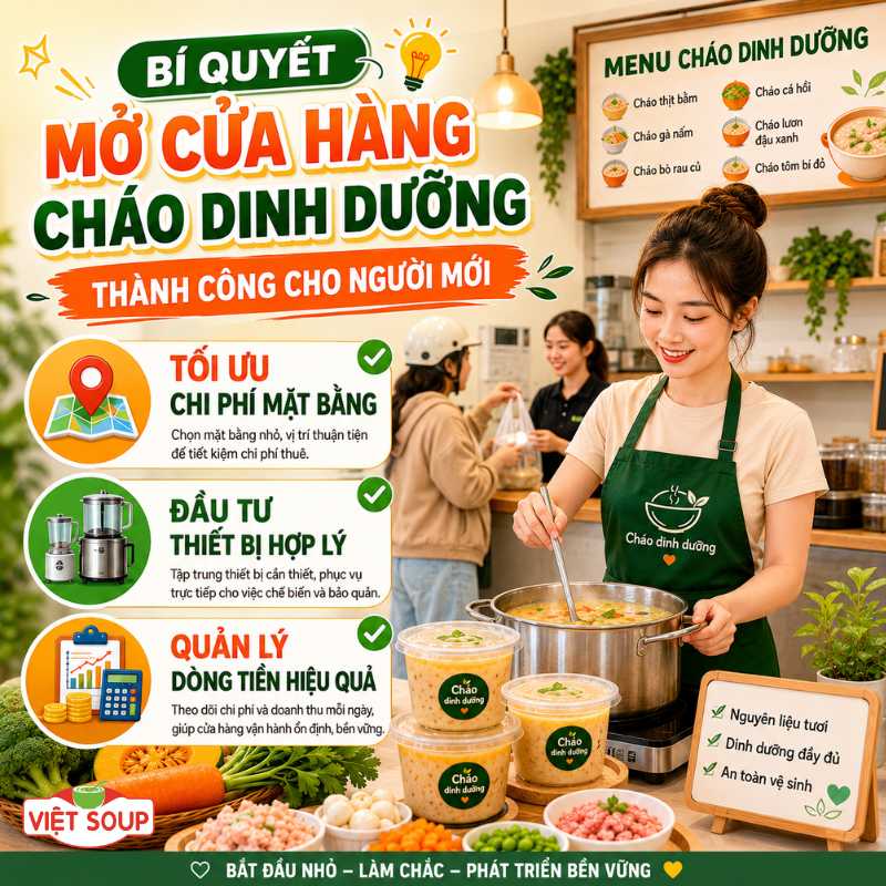 Bí quyết mở cửa hàng kinh doanh cháo dinh dưỡng thành công vốn ít nhưng vẫn lời