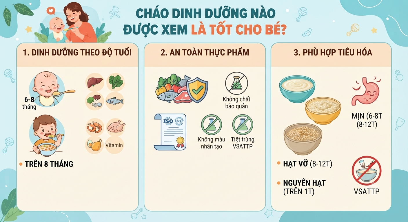 Cháo Dinh Dưỡng Nào Tốt Cho Bé? Những Tiêu Chí Giúp Ba Mẹ Chọn Đúng Ngay Lần Đầu